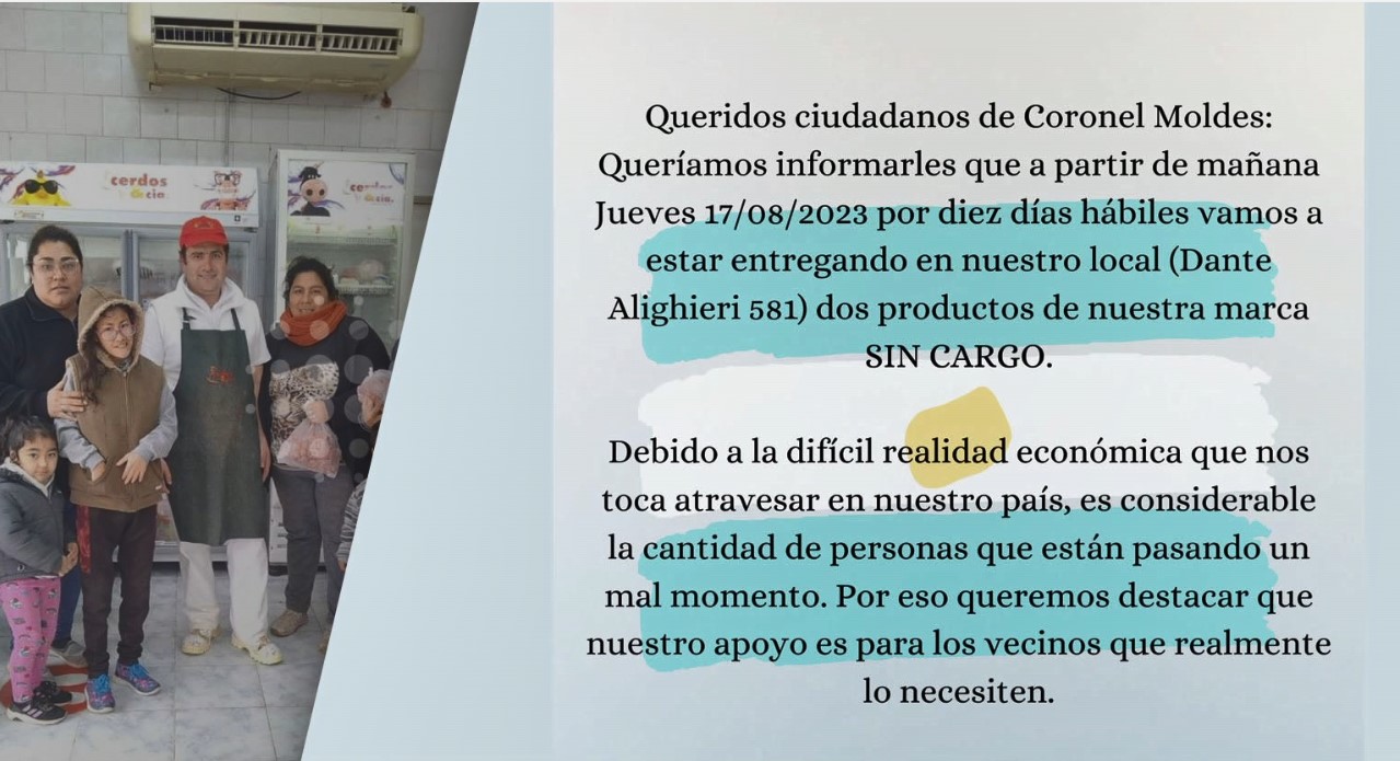 Por La Crisis Una Carnicería De Coronel Moldes Regala Bolsones De Comida A Familias De La 1960